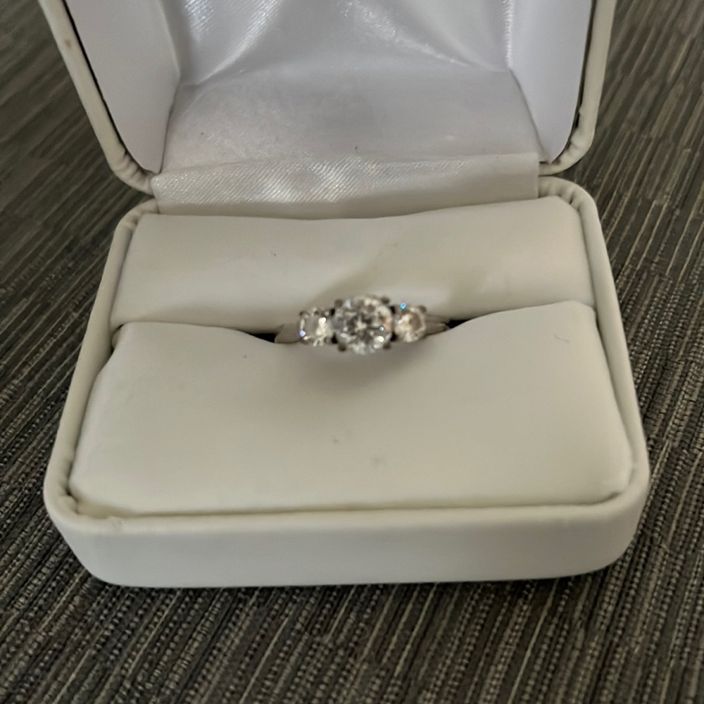 Silver 3 Stone Ring 1-1/2 CTTW Dia Equiv Diamonart CZ